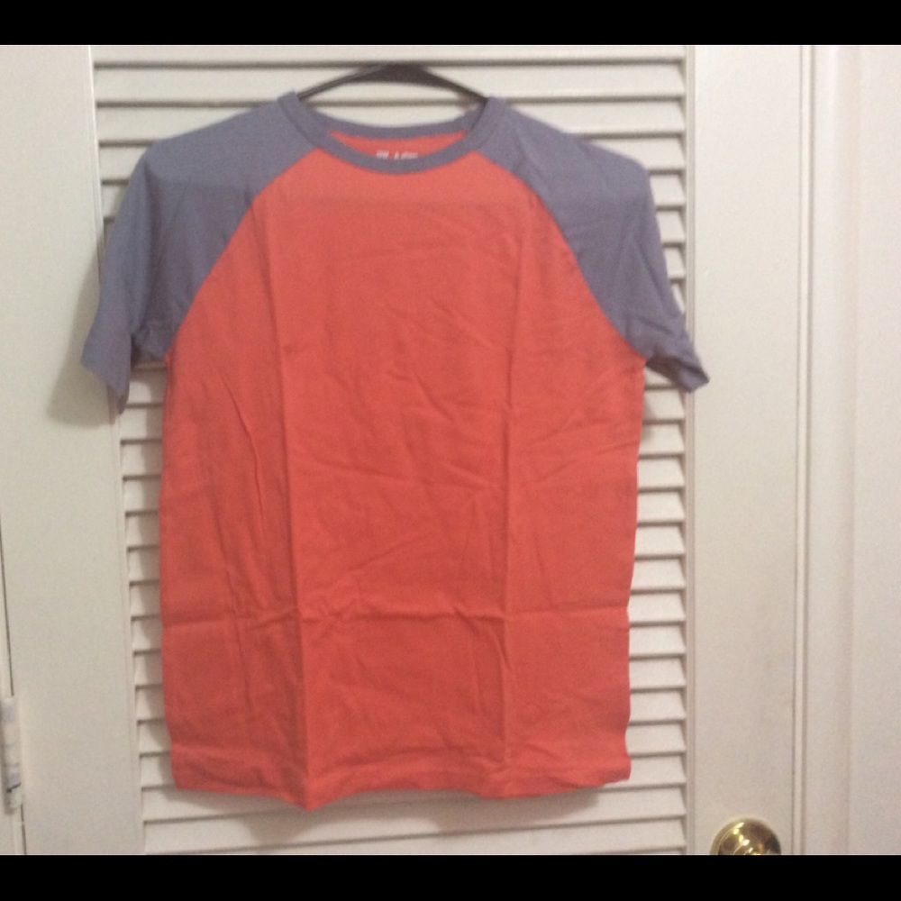 Orange/gray Tee Shirt.